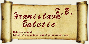Hranislava Baletić vizit kartica